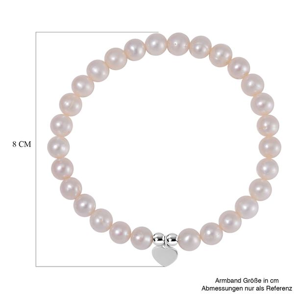 Weiße Süßwasser Perle Armband ca. BR-Stretch cm 925 Silber rhodiniert image number 5