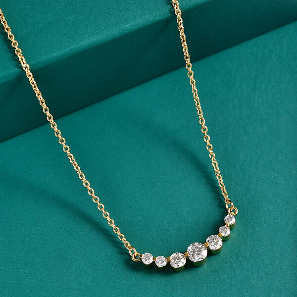 D'Joy Moissanit 45cm Halskette, 925 Silber vergoldet - 1,22 ct. image number 1