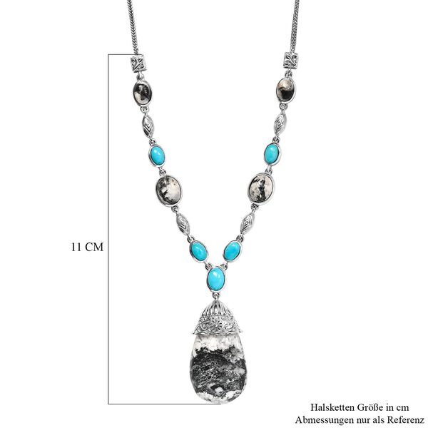 Weiße Büffel und natürliche Sleeping Beauty Türkis-Halskette, 45 cm - 33,93 ct. image number 6