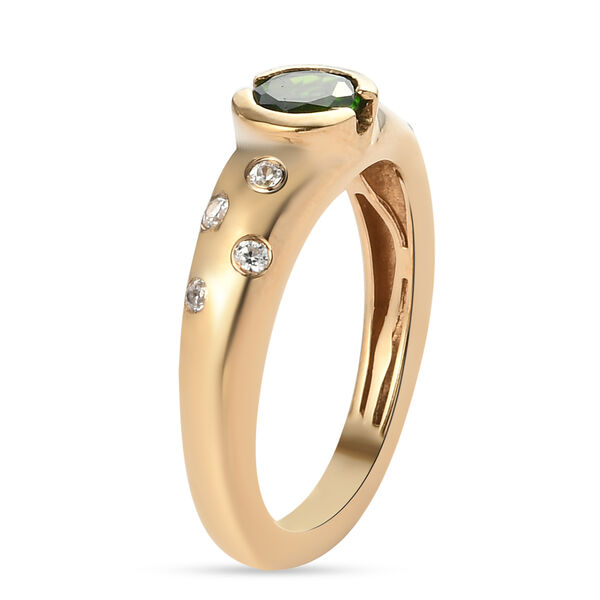 Nat&uuml;rlicher Chromdiopsid und Zirkon Ring 925 Silber vergoldet  ca. 0,68 ct image number 5