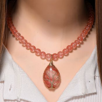 Kirsche Quarz Halskette, ca. 45 cm + 5 cm extender, vergoldet ca. 230.00 ct