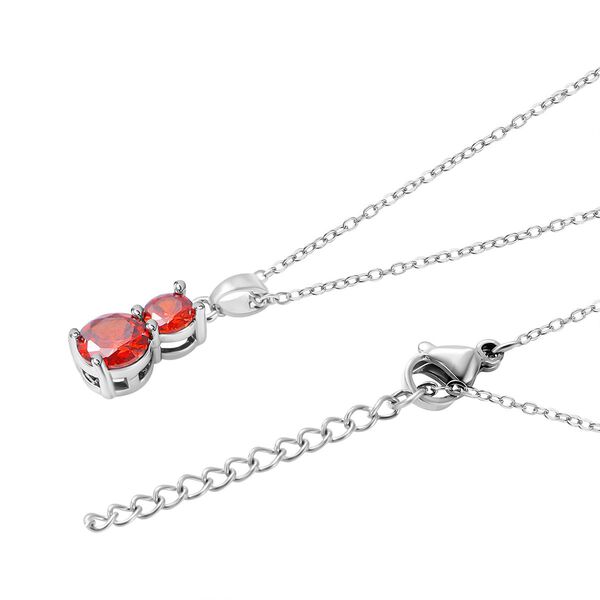 4er Set, Granat Zirkonia Armband, Anh&auml;nger mit Kette und Ohrringen, Messing ca. 17,60 ct image number 3