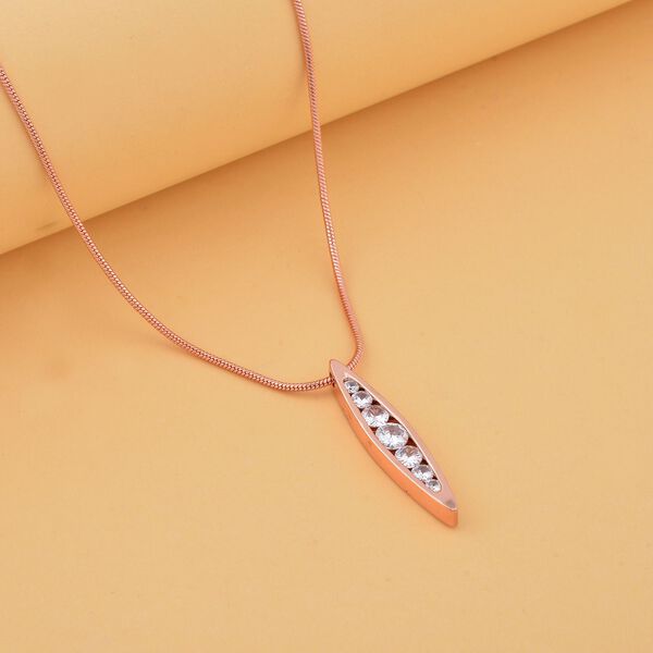 Wei&szlig;e Zirkonia Halskette, ca. 70 cm, ros&eacute;farben image number 2