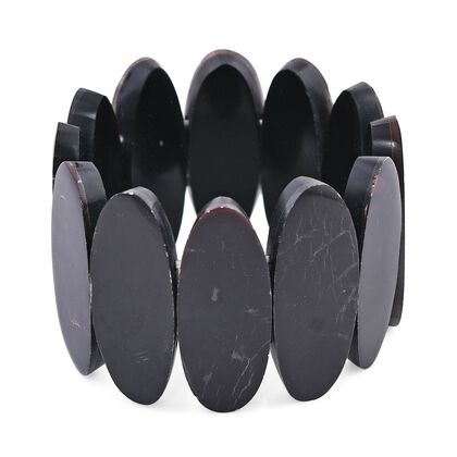 Schwarze Muschelkernperle Armband Flexibel