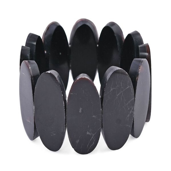 Schwarze Muschelkernperle Armband Flexibel