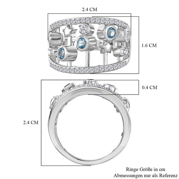 GP Celestial Kollektion- Schweizer Blautopas, Zirkon und blauer Saphir Ring - 1,24 ct. image number 8