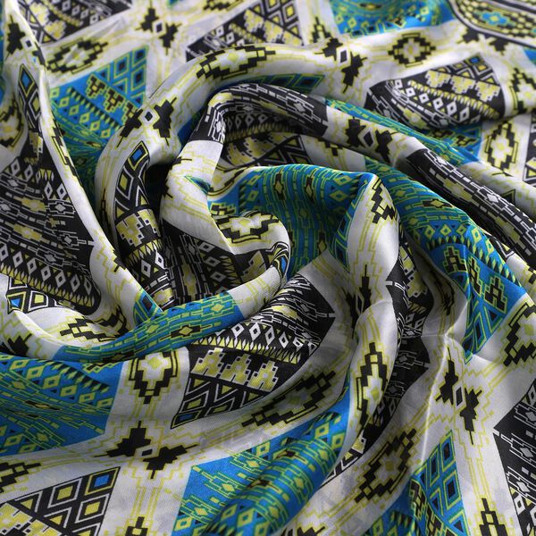 100% nat&uuml;rlicher Satin Seiden Schal, Rhombus Muster, Gr&uuml;n image number 6