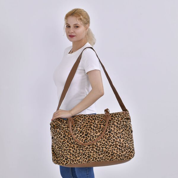 Weekender-Tasche aus supersoftem Mikroflanell und Kunst-Leder mit Leopardenmuster und verstellbarer Riemen, 54 x 37 x 18 cm image number 2