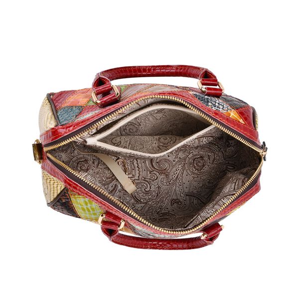 Chaos by Elsie Crossbody-Tasche aus echtem Leder, Multicolor mit glänzender Krokoprägung im Rautenmuster, RFID-Schutz und Mini-Taschenlampe, 26x14x19 cm image number 6