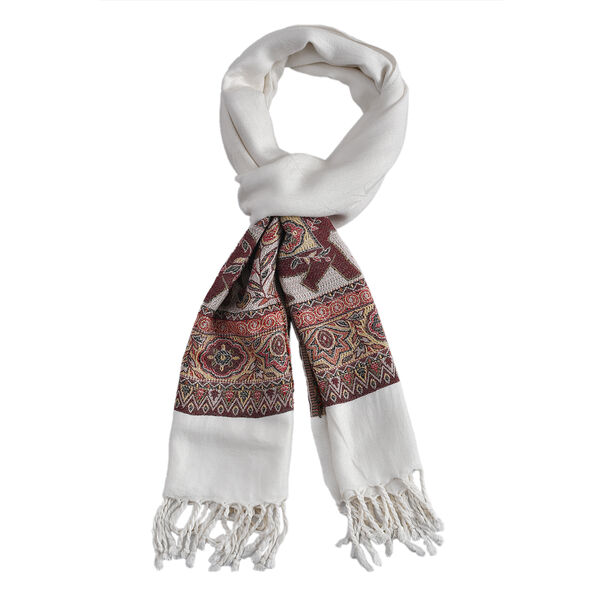 Jamawar Schal aus Viskose, wei&szlig; image number 4