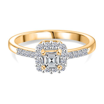 LUXURIANT SI-GH Labor Diamant Ring, 925 Silber 750 Gelbgold Vermeil - 0,50 ct.