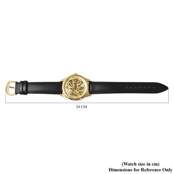 Genoa - Goldfarbene Automatikuhr, transparentes Ziffernblatt, echtes Leder-Armband, wasserdicht bis 5 ATM, Edelstahl Gelbbeschichtung image number 5