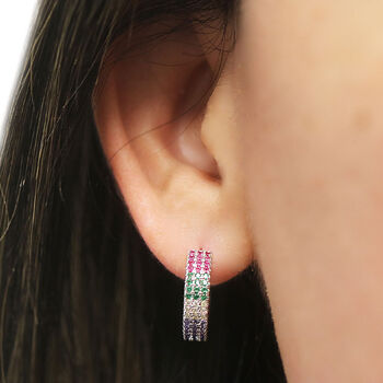 AAA Mehrfarbige Zirkonia Ohrringe, Nickelfreies Messing rhodiniert