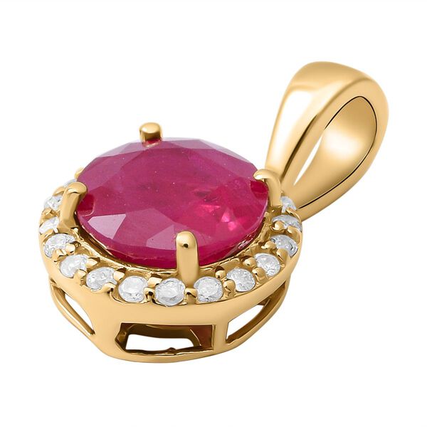 AAAA thailändischer Rubin und Diamant-Halo-Anhänger in 585 Gold - 1,10 ct. image number 6