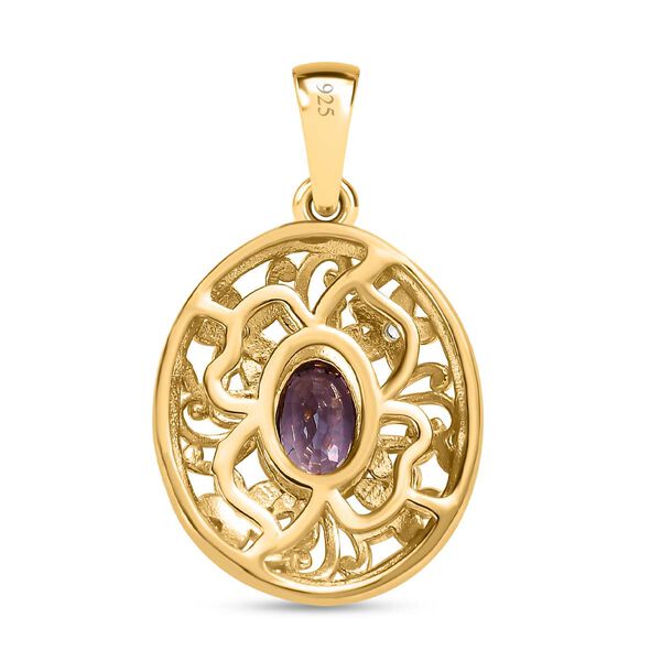 AA Natürlicher Tansanischer Lavendel-Spinell, Weißer Zirkon Anhänger 925 Silber vergoldet ca. 0.62 ct image number 5