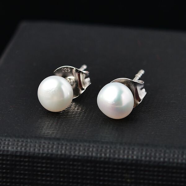 Wei&szlig;e S&uuml;&szlig;wasser Perle Ohrringe image number 2