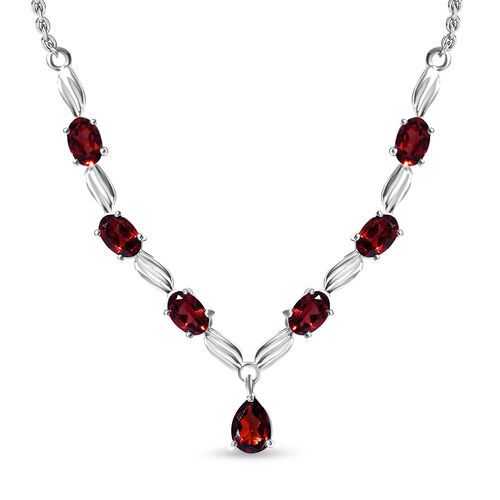 Rote Granat Halskette, ca. 45 cm, 925 Silber ca. 4,06 ct image number 0