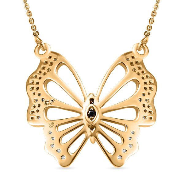 GP Italian Garden Kollektion- Wei&szlig;e, Champagner Diamant und blaue Saphir-Halskette, 45cm, 925 Silber Gelbgold Vermeil - 0,51 ct, image number 4