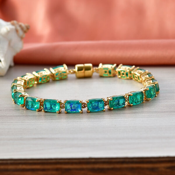 D'Joy Pfau Quarz Triplette Armband ca. 19 cm 925 Silber 750 Gelbgold Vermeil ca. 26,95 ct. image number 1