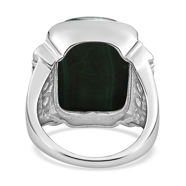 Malachit, Wei&szlig;er Zirkon Ring, 316L Edelstahl (Gr&ouml;&szlig;e 18.00) ca. 19.32 ct image number 6