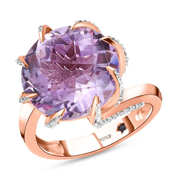 GP Art Déco Kollektion - Rose De France Amethyst und Kanchanaburi blauer Saphir-Ring in rosévergoldetem Silber - 9,49 ct. image number 4