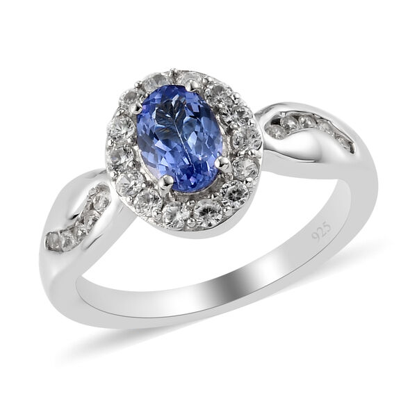 Tansanit und Zirkon Ring 925 Silber platiniert  ca. 1,04 ct image number 4