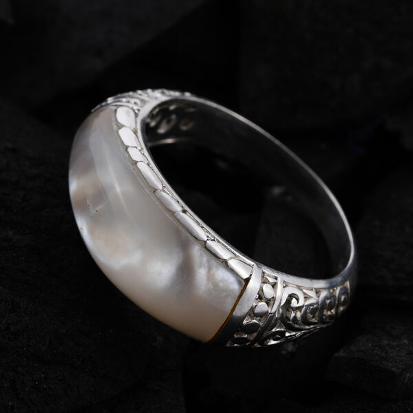 Royal Bali Kollektion - Perlmutt Ring 925 Silber image number 2