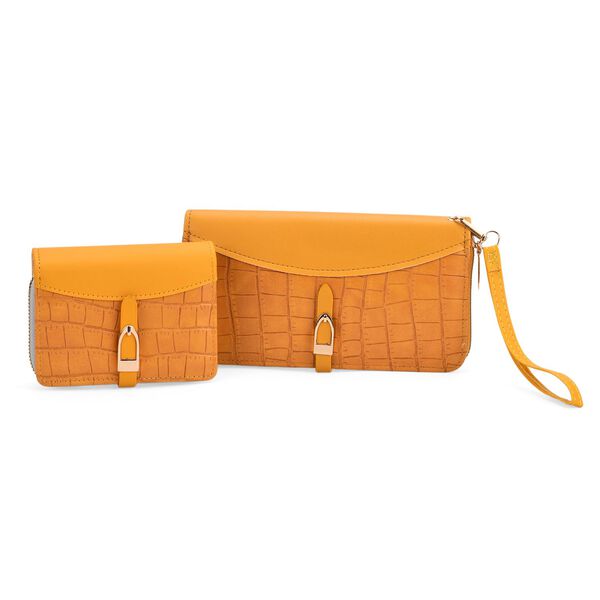 Life style Color:yellow /Profile: wallet  wall(exterior):PU   Lining(interior): polyester;  wallet Pockets(exterior):Pockets(interior):currency divider-2;card slot-7 long wallet  Measurement:7.87*3.94*1.18inch            short wallet  Measurement:4.72*3. image number 0