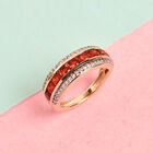 Mexikanischer Kirschfeuer-Opal und Zirkon Ring 925 Silber 585 Vergoldet image number 1