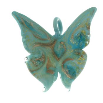 IL MURANO DI FRANCESCA- t&uuml;rkisfarbener Muranoglas aus Italien Schmetterlingsanh&auml;nger