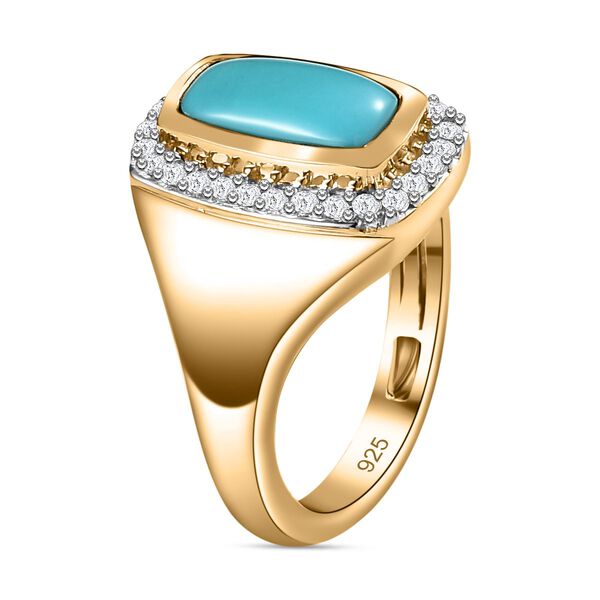 Amerikanischer, natürlicher Sleeping Beauty Türkis und Zirkon-Ring - 1,54 ct. image number 5