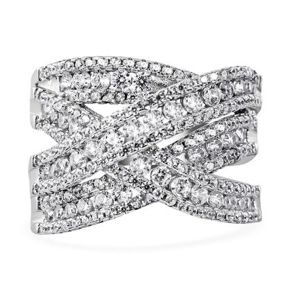 LUSTRO STELLA - Wei&szlig;er Zirkonia Ring, 925 Silber rhodiniert, (Gr&ouml;&szlig;e 17.00), ca. 3.41 ct