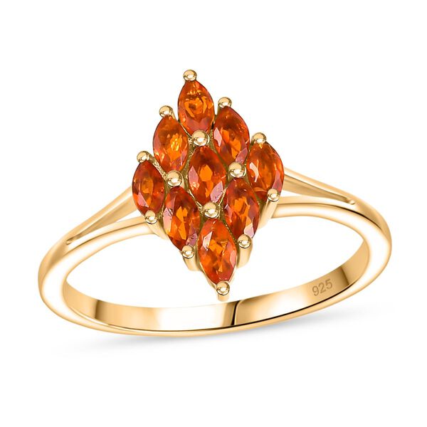 AAA Blaze Feueropal Schmuckset, 925 Silber 750 Gelbgold Vermeil - 1,16 ct. image number 5