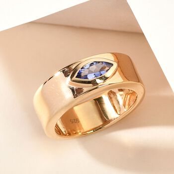 Tansanit Solit&auml;r Ring 925 Silber 585 Vergoldet