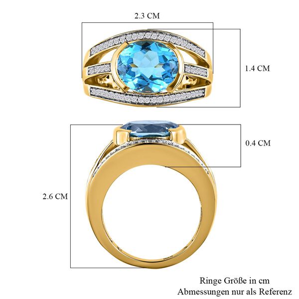 Schweizer Blautopas und Zirkon Ring - 4,40 ct. image number 6
