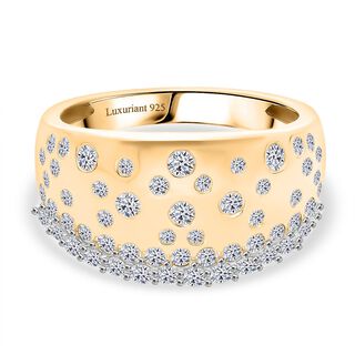 LUXURIANT DIAMOND - Lab Grown Diamant SI-GH SGL zertifiziert Ring 925 Silber 750 Gelbgold Vermeil (Gr&ouml;&szlig;e 17.00) ca. 1,00 ct