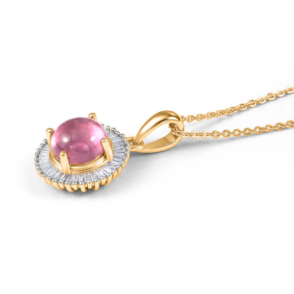 D'Joy Flamingo Mondstein und Diamant Anh&auml;nger mit 50cm Kette - 2,34 ct. image number 3
