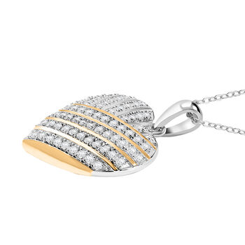 Zweifarbiger Moissanit Herz Anh&auml;nger mit 50cm Kette - 0,65 ct.
