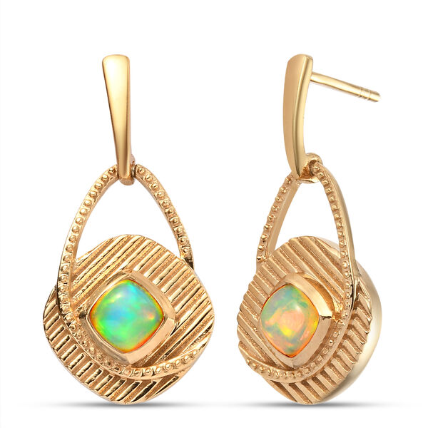 Nat&uuml;rliche, &auml;thiopische Opal Solit&auml;r-Ohrh&auml;nger in Silber image number 4