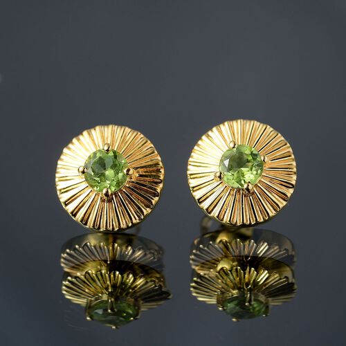 Peridot Ohrringe 925 Silber vergoldet ca. 1,08 ct. image number 1