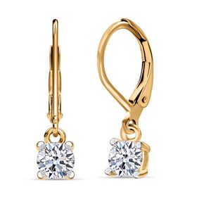 LUXURIANT SGL zertifizierte VS-GH Labor Rund-Diamant Ohrringe, 925 Silber 750 Gelbgold Vermeil  - 1 ct.