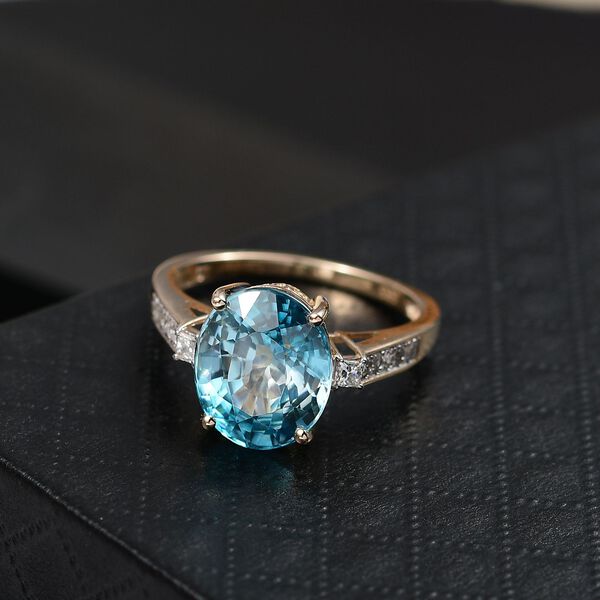 AAA Blauer Zirkon, Lab Grown Diamant VS Ring 375 Gold (Gr&ouml;&szlig;e 18.00) ca. 7.36 ct image number 1