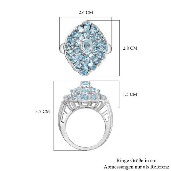 Himmelblauer Topas Ring, 925 Silber rhodiniert (Gr&ouml;&szlig;e 20.00) ca. 5.47 ct image number 7