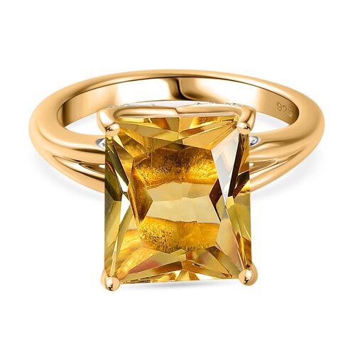 Citrin, Weißer Zirkon Ring 925 Silber Gelbgold Vermeil (Größe 20.00) ca. 5,71 ct image number 0