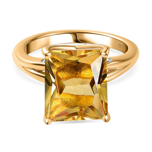Citrin, Wei&szlig;er Zirkon Ring 925 Silber Gelbgold Vermeil (Gr&ouml;&szlig;e 20.00) ca. 5,71 ct