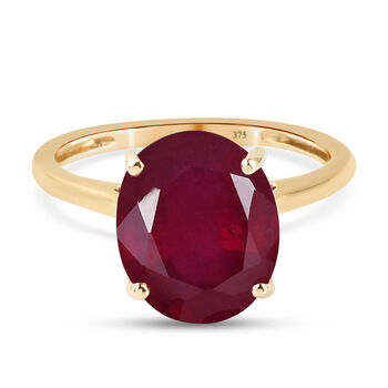 Afrikanischer Rubin Solit&auml;r-Ring, (Fissure gef&uuml;llt), 375 Gelbgold (Gr&ouml;&szlig;e 16.00) ca. 4,87 ct