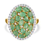 Kagem sambischer Smaragd und Zirkon-Cluster-Halo-Ring, 925 Silber vergoldet, 3,40 ct. image number 0
