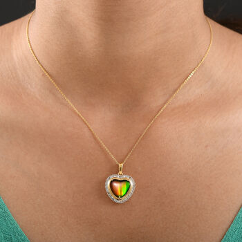 D'Joy Ammolit und Diamant Anh&auml;nger mit 50cm Kette - 4,07 ct.