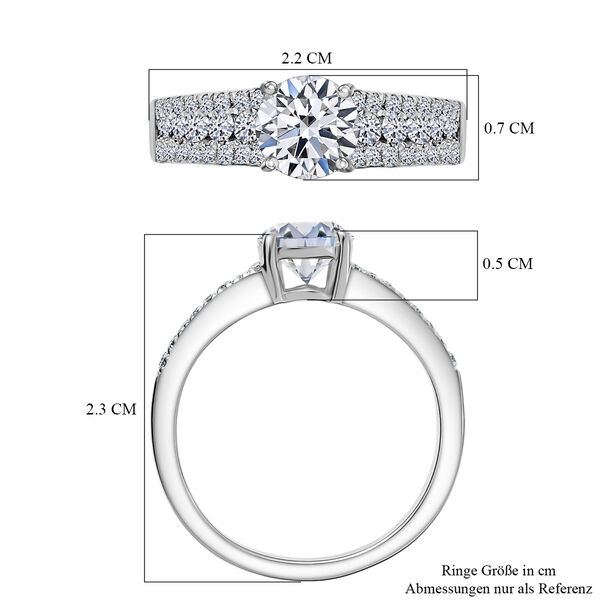 LUXURIANT SGL zertifizierter SI-GH Labor Diamant Ring, 925 Silber rhodiniert - 1,51 ct. image number 5