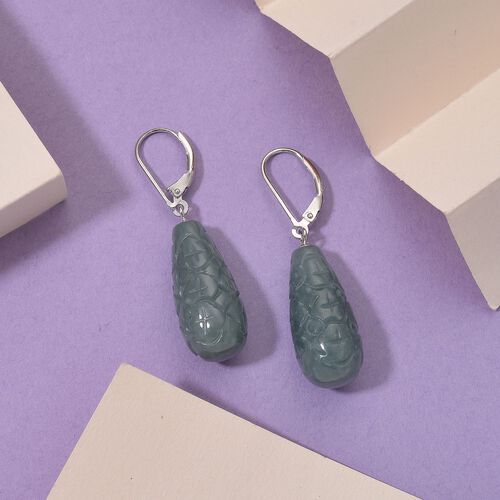 Natürlicher Olmek Jadeit Ohrringe 925 Silber rhodiniert ca. 55,00 ct. image number 1
